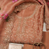 Dusty Peach Silk Tissue Kurta Set with Cutdana & Jaal Print