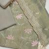 Dusty Green Tissue Kurta Set with Resham & Cutdana Highlights