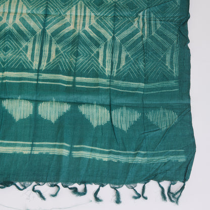 Green Tussar Silk Shibori Suit with Zari & Mirror Work