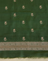 Green Tussar Silk Kurta with Resham & Zari Embroidery with Dupatta