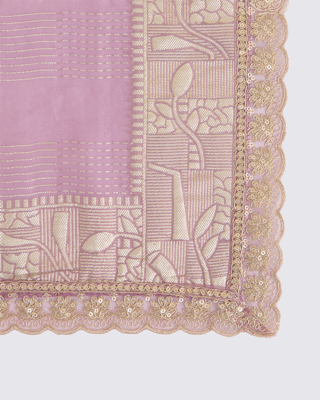 Lilac Matt Tissue Kurta Set with Sequin, Dori & Resham Embroidery