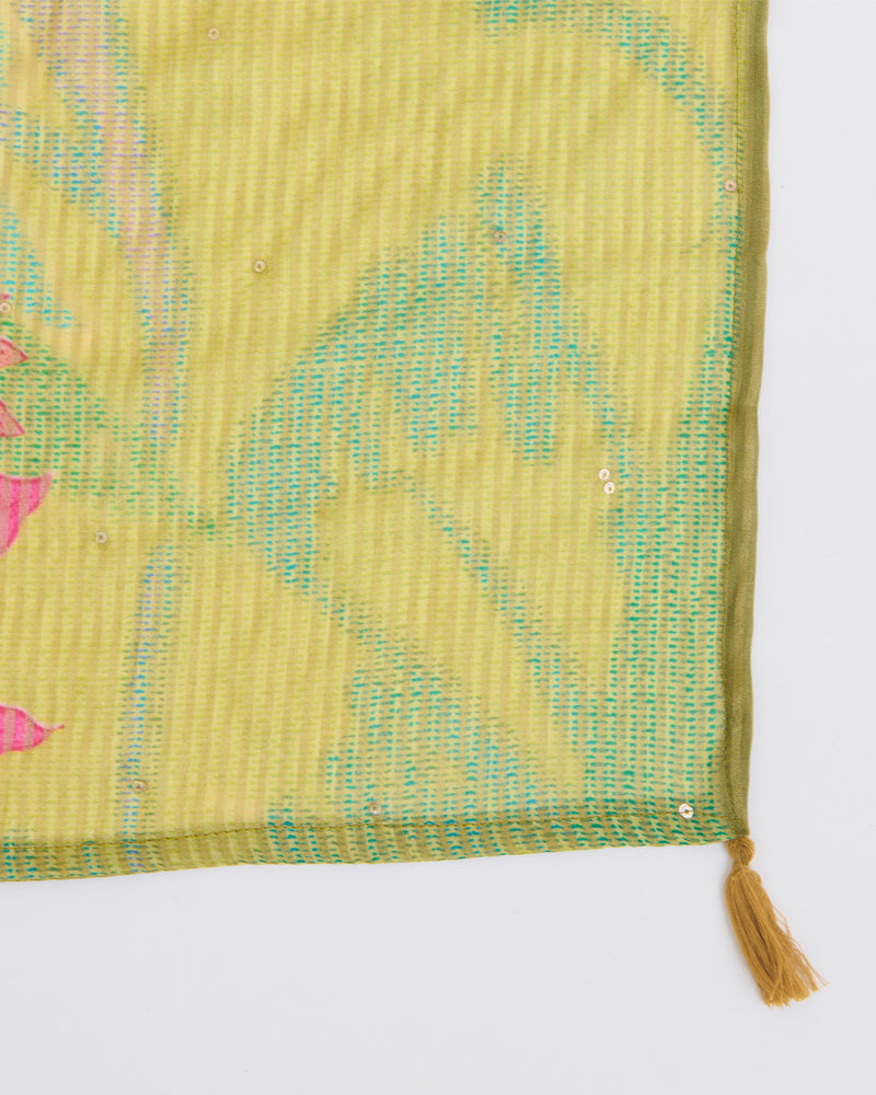 Multi Colour Printed Tissue Kurta with Zardosi & Sequin Embroidery