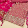 Onion Pink Colour Silk tissue woven kurta with gota