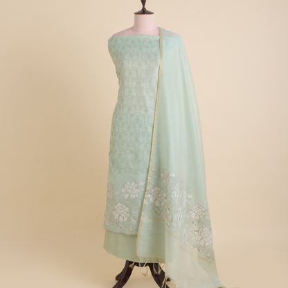 Pista Green Tissue Chanderi Embroidered Suit