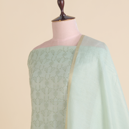 Pista Green Tissue Chanderi Embroidered Suit