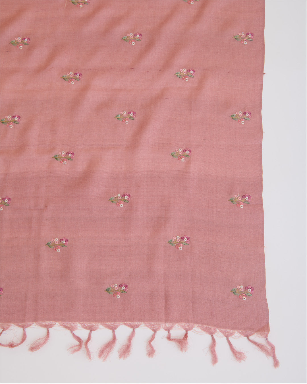 Peach Tussar Silk Kurta with Resham Embroidery & Matching Dupatta Suit Piece