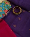 Purple Tussar Silk Suit with Woven Butta Kurta and Organza Dupatta