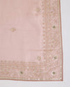 Peach Silk Tissue Kurta Suit Piece with Zardozi, Sequins & Pearl Work
