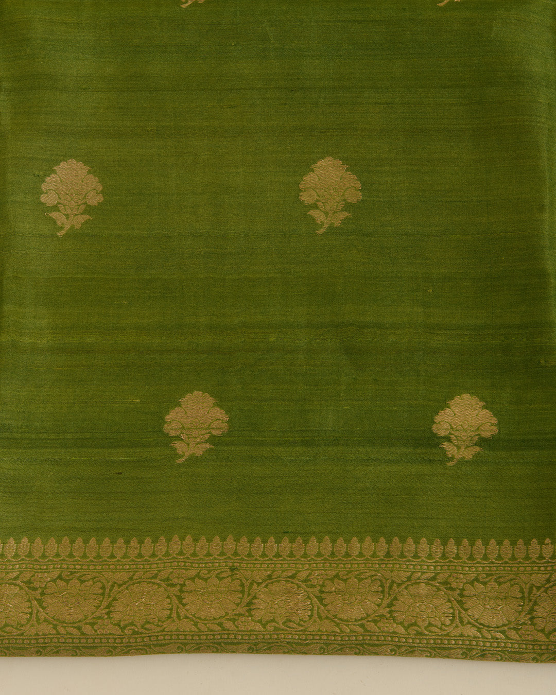 Sage Green Tussar Silk Suit with Handwoven Buti & Dupatta