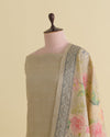 Tussar Silk Digital Printed Kurta Suit Piece with Dupatta & Viscose Crepe Bottom