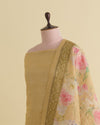 Tussar Silk Digital Printed Kurta Suit with Dupatta & Bottom Yellow