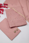 Dusty Peach Chanderi Kurta Set with Lucknowi & Badla Work