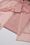 Dusty Peach Chanderi Kurta Set with Lucknowi & Badla Work