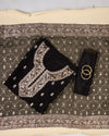 Black Organza Kurta Set with Zari, Bead & Cutdana Work