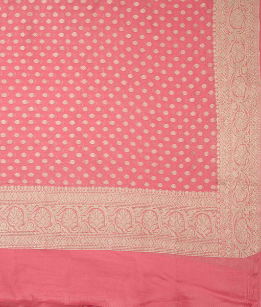 Rose Pink Georgette Jamavar Kurta Set with Matching Dupatta