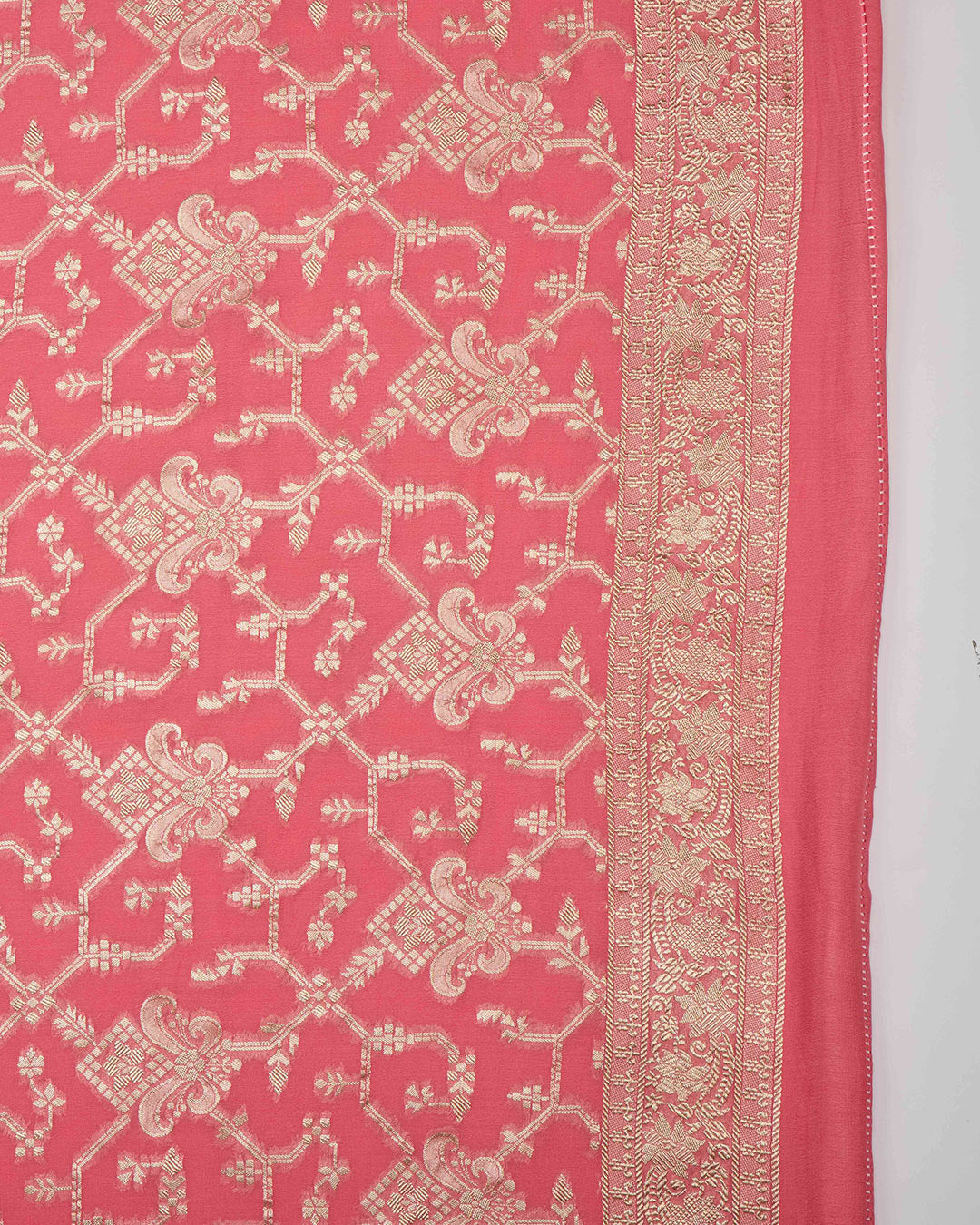 Rose Pink Georgette Jamavar Kurta Set with Matching Dupatta