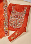 Orange Silk Organza Kurta Set with Zardozi & Pearl Work