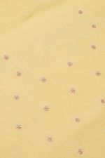 Yellow Linen Kurta Set with French Knot & Pearl Embroidery
