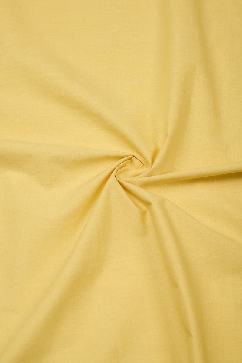 Yellow Linen Kurta Set with French Knot & Pearl Embroidery