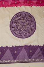 Dark Purple Bandhej Tussar Kurta Set with Gota & Pearl Work