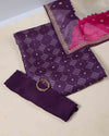 Dark Purple Bandhej Tussar Kurta Set with Gota & Pearl Work