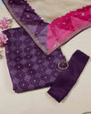 Dark Purple Bandhej Tussar Kurta Set with Gota & Pearl Work