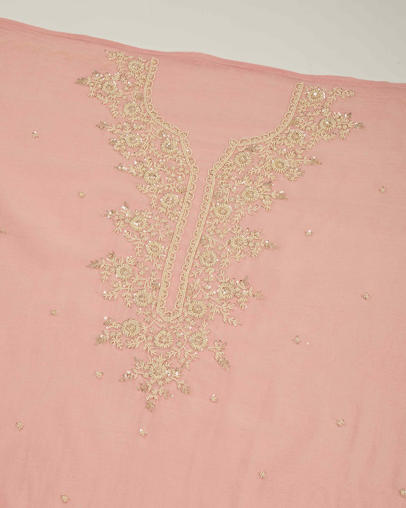 Onion Pink Chanderi Kurta Set with Sequin & Pearl Work