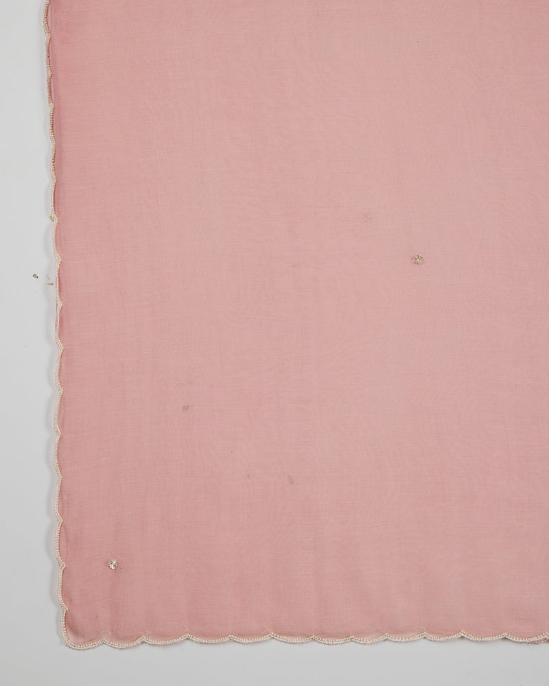 Onion Pink Chanderi Kurta Set with Sequin & Pearl Work