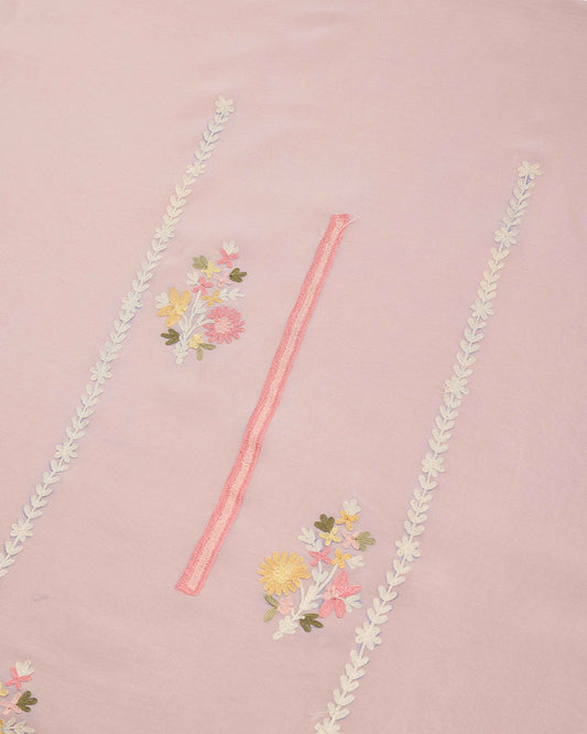 Onion Pink Chanderi Kurta Set with Aari Resham Embroidery