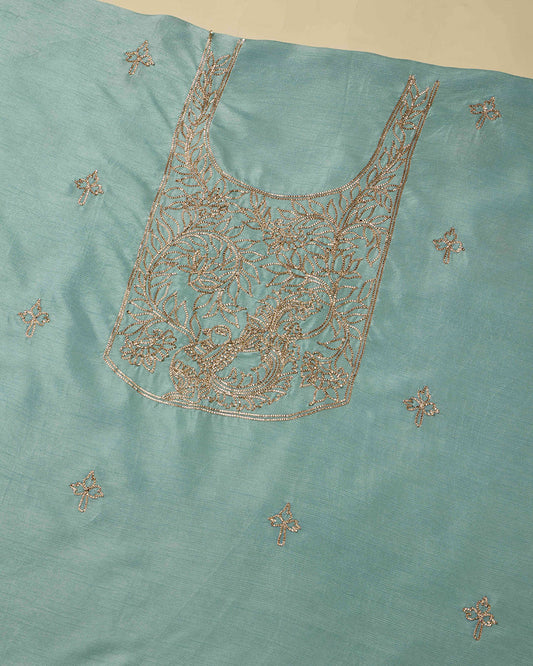 Sea Green Art Dupion Kurta Set with Gota Butti Work