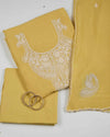 Yellow Chanderi Kurta Set with Dori & Pearl Work