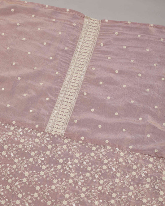 Onion Pink Tissue Kurta Set with Sequin & Jaal Embroidery