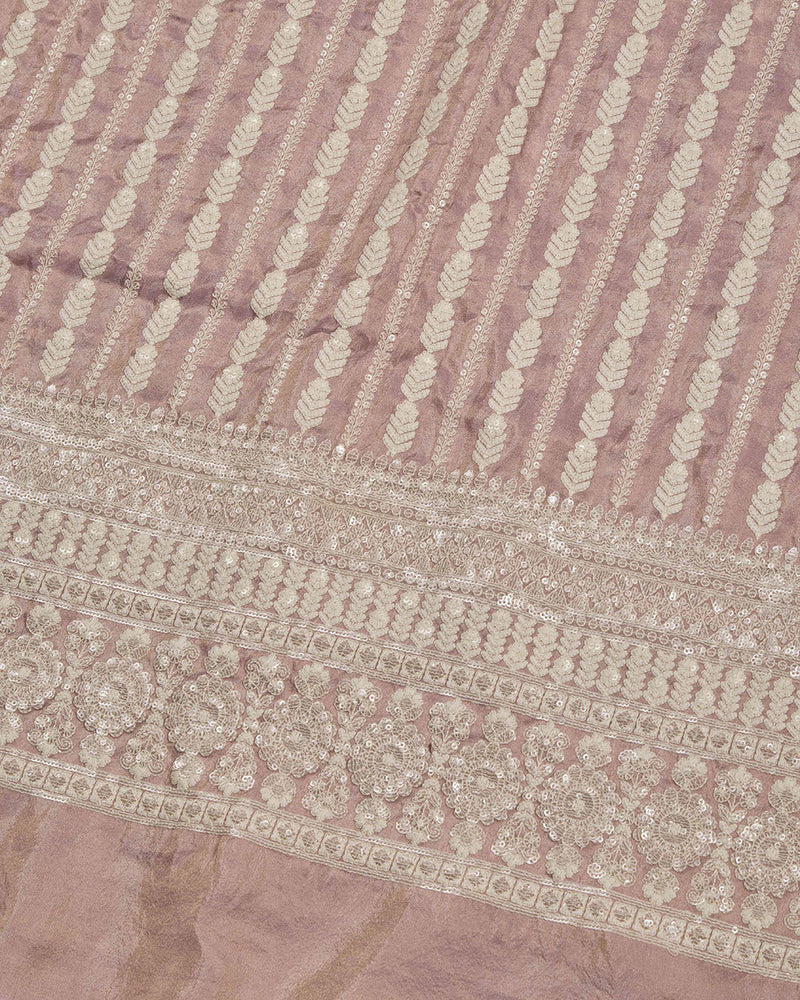 Onion Pink Tissue Kurta Set with Sequin & Jaal Embroidery
