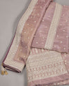 Onion Pink Tissue Kurta Set with Sequin & Jaal Embroidery