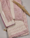 Onion Pink Tissue Kurta Set with Sequin & Jaal Embroidery