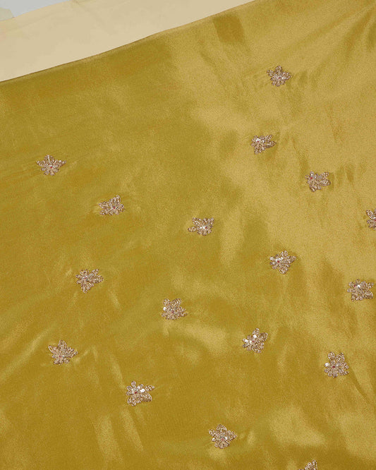 Dusty Yellow Tissue Kurta Set with Zardozi & Cut-Dana Work