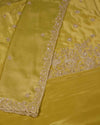 Dusty Yellow Tissue Kurta Set with Zardozi & Cut-Dana Work