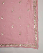 Onion Pink Chanderi Kurta Set with Zari & Thread Embroidery