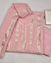 Onion Pink Chanderi Kurta Set with Zari & Thread Embroidery