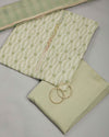 Pista Green Printed Linen Kurta Set with Resham & Sequin Work