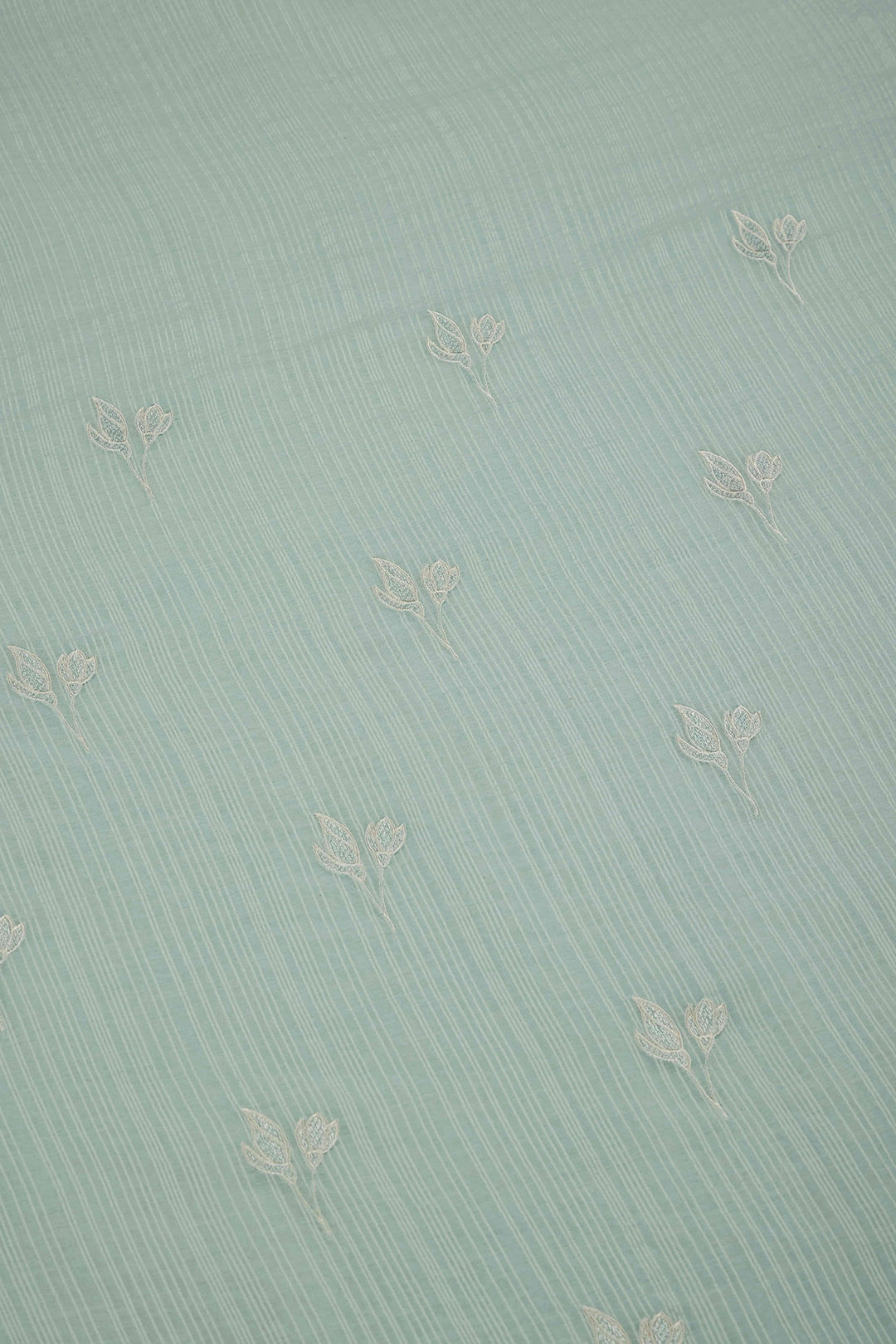 Sea Green Slub Chanderi Kurta Set with Thread Embroidery