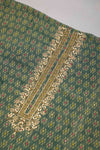 Bottle Green Printed Tissue Kurta Set with Gota & Bead Work