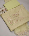 Pista Green Tissue Organza Kurta Set with Zardozi & Resham Work