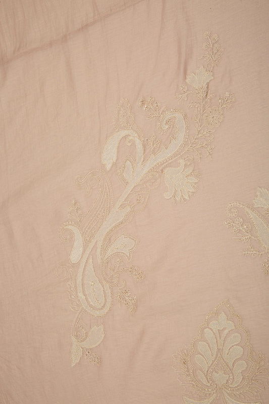 Dusty Peach Chanderi Kurta Set with Thread & Sequins Embroidery