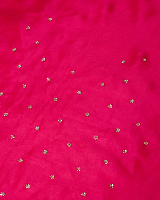 Rani Pink Silk Organza Kurta Set with Sequin Embroidery