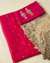 Rani Pink Silk Organza Kurta Set with Sequin Embroidery