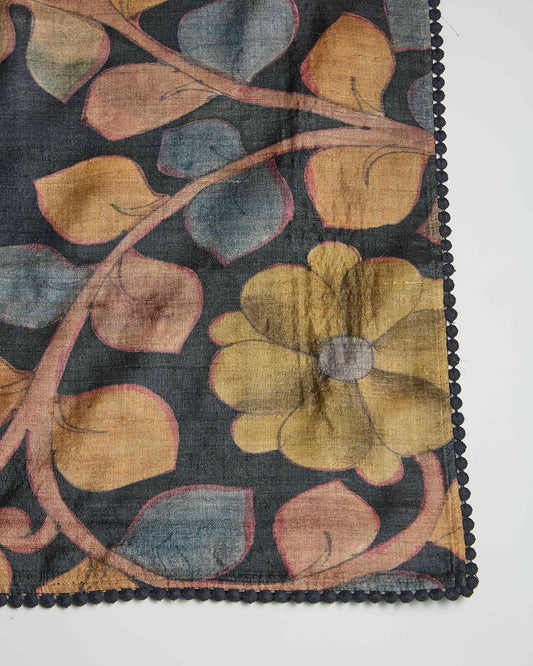 Brown Tussar Silk Kurta Set with Badla Work & Kalamkari Dupatta