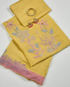 Yellow Chanderi Kurta Set with Zari, Resham & Patch Work