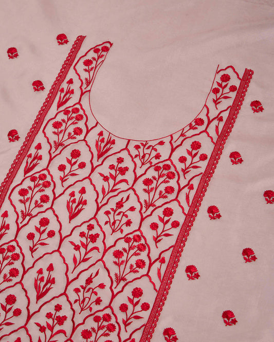Lilac Silk Organza Kurta Set with All-Over Resham Embroidery