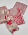 Lilac Silk Organza Kurta Set with All-Over Resham Embroidery